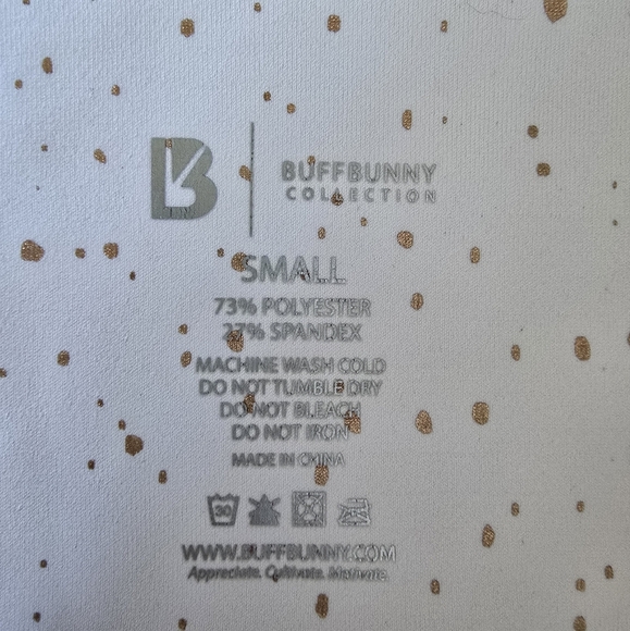 BuffBunny High Waist Dazzle White Rose Gold Splatter Leggings size small - Picture 11 of 11